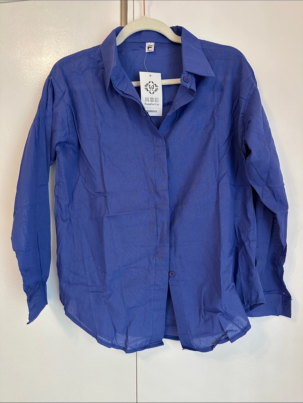 Blue Button-Up Linen Shirt